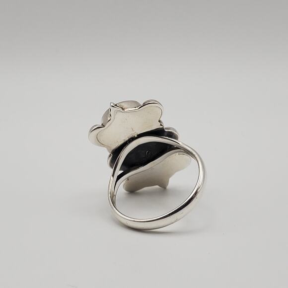 925 Sterling Silver Green Turquoise Trilogy Artisan Ring Size 6 - Picture 4 of 9